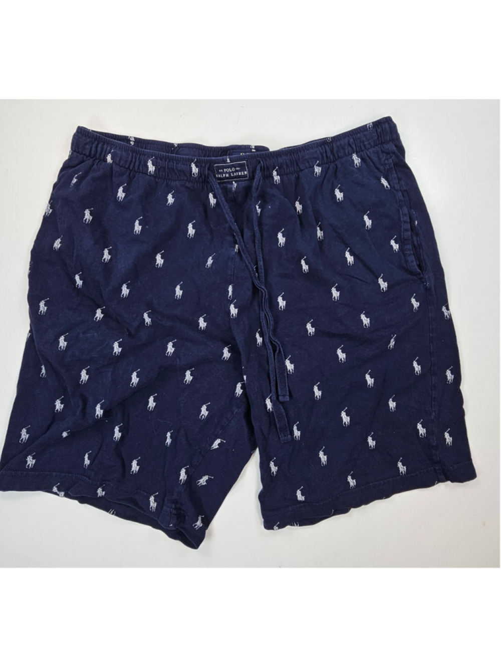 Polo Ralph Lauren Mens All Over Pony Sleep Shorts Navy Cotton Lounge Pajama